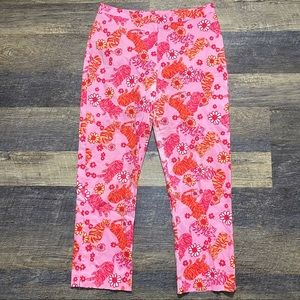 Vintage 90s Lily Pulitzer Tango Tiger Floral Capris Size 6